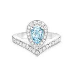 Bague Joséphine Aigrette Or Blanc & Aigue-Marine