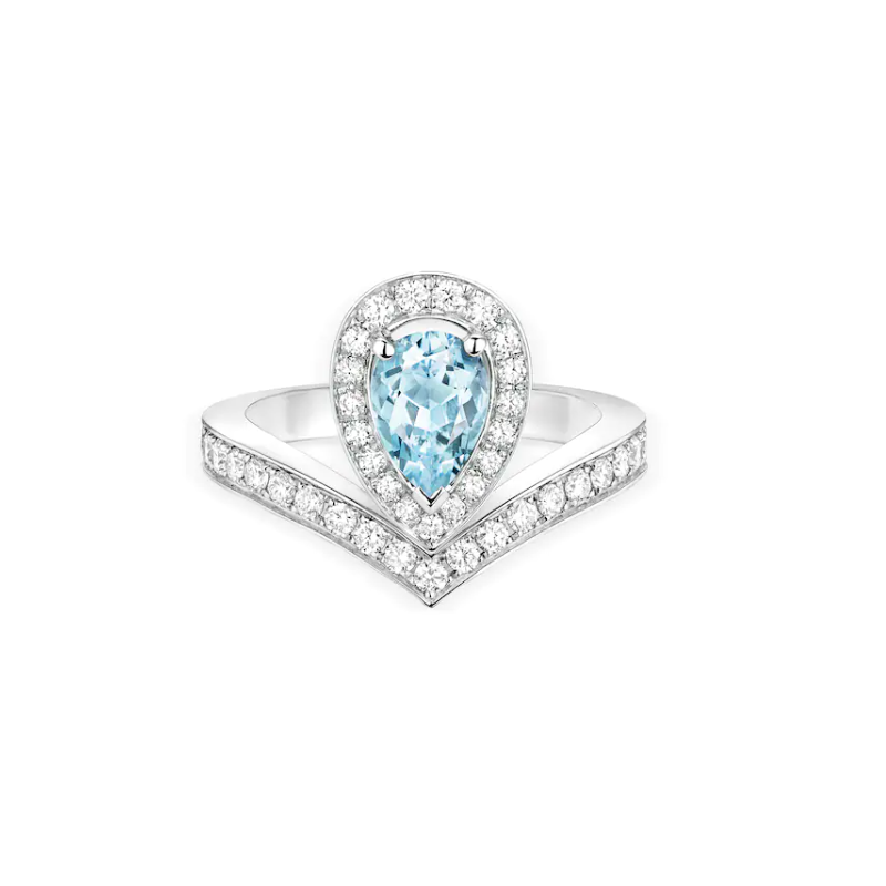 Bague Joséphine Aigrette Or Blanc & Aigue-Marine