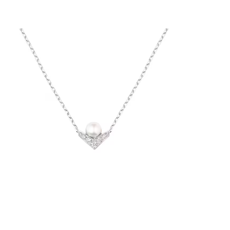 Pendentif Joséphine Aigrette :  Diamant Perle & Or Blanc 18K | Paumet
