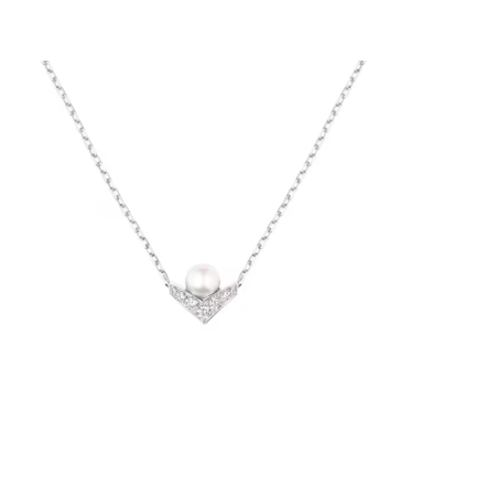 Pendentif Joséphine Aigrette :  Diamant Perle & Or Blanc 18K | Paumet