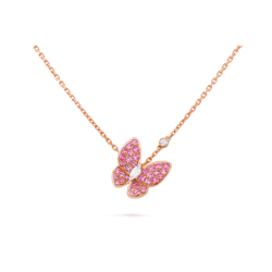 Pendentif Papillon Or Rose & Saphirs Roses - Paumet Ailes d'Amour