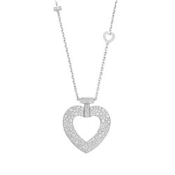 Collier Cœur Diamants Pavé Or Blanc 18K – Paumet Paris