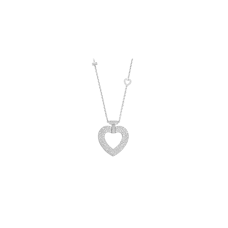 Collier Cœur Diamants Pavé Or Blanc 18K – Paumet Paris