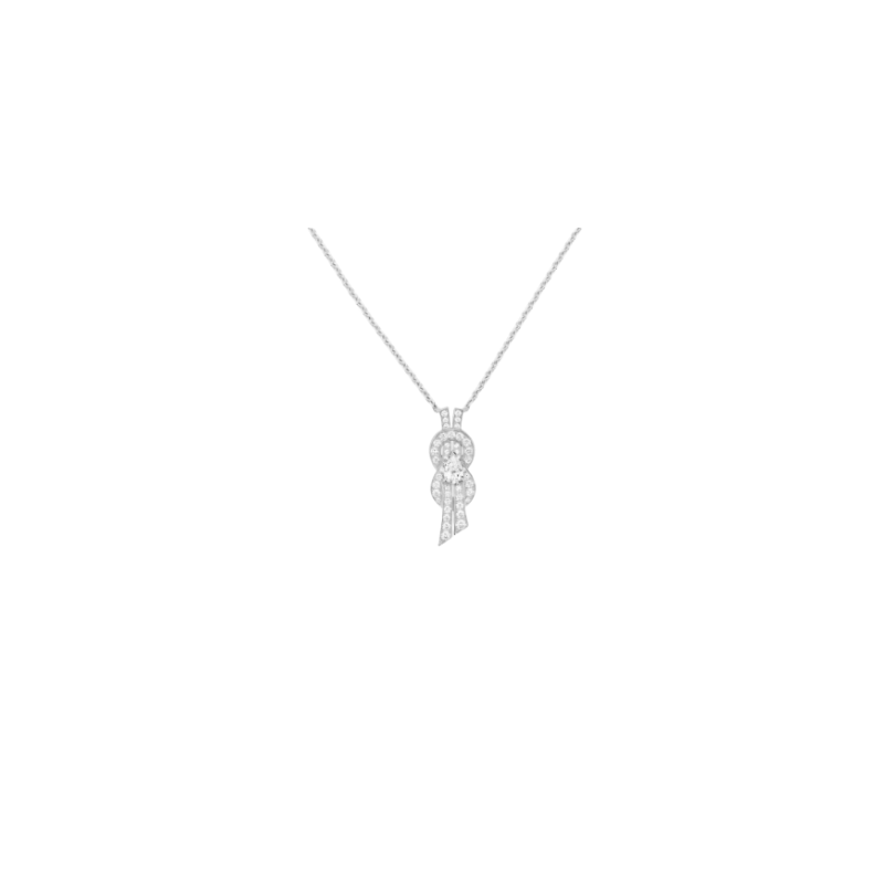 Pendentif Cœur Majestueux Pavé Diamants Or Blanc – Paumet