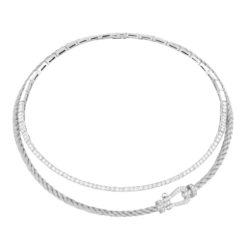 Collier Cœur Diamants & Or Blanc 18K | "Saphir de l'Âme" Paumet