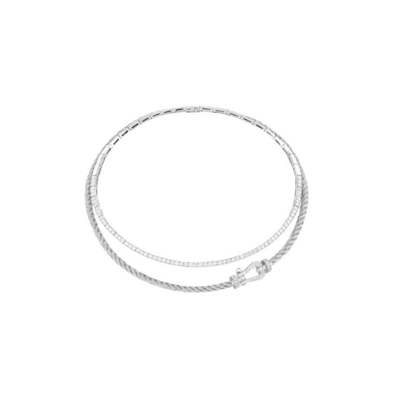 Collier Cœur Diamants & Or Blanc 18K | "Saphir de l'Âme" Paumet