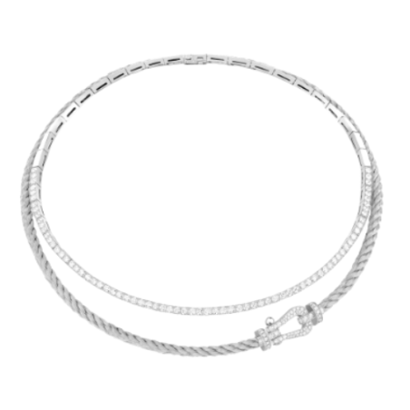 Collier Cœur Diamants & Or Blanc 18K | "Saphir de l'Âme" Paumet